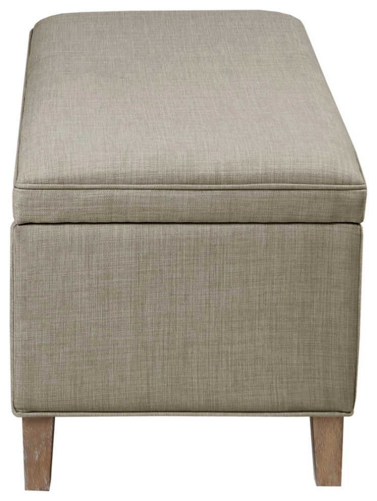 Martha Stewart Caymus Transitional Upholstered Storage Bench, Grey