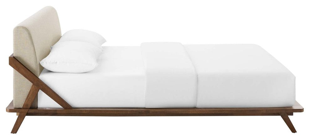 Luella Queen Upholstered Fabric Platform Bed, Cappuccino Beige