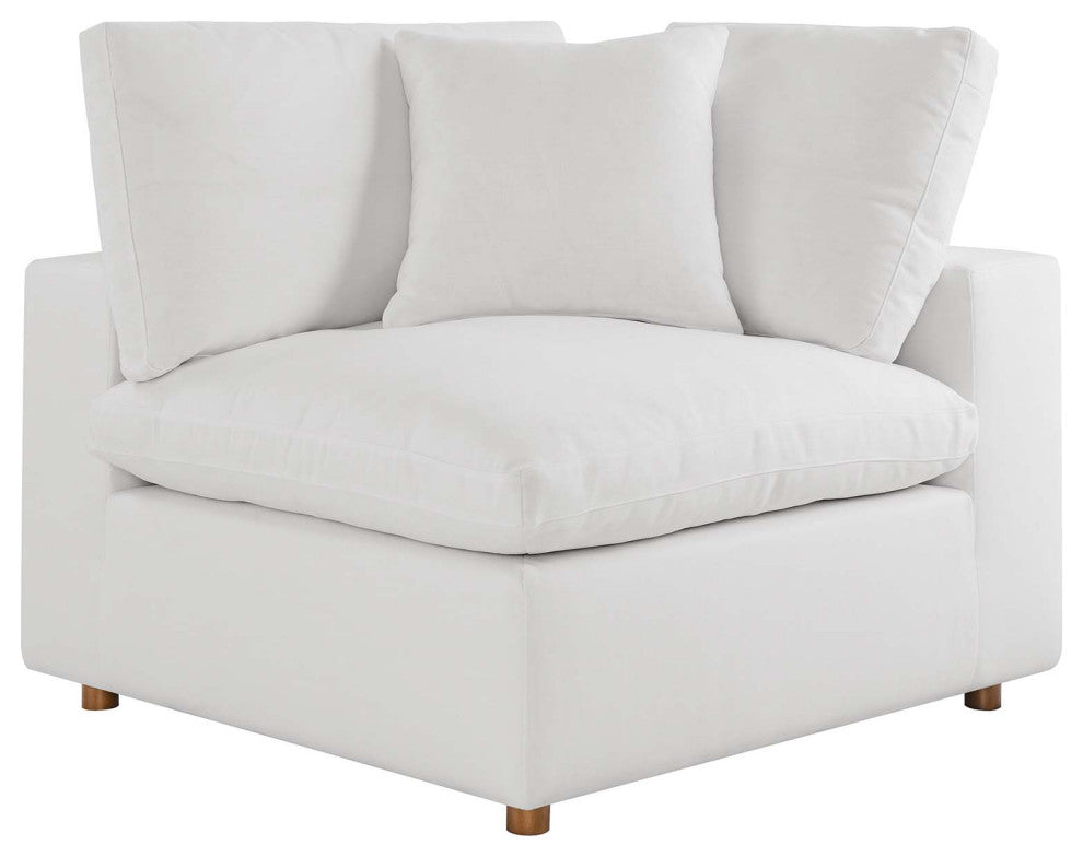 Commix Down Filled Overstuffed 5-Piece Armless Sectional Sofa, Pure White