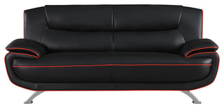 2-Piece Indoor Black Genuine Leather Five Person Seating Set