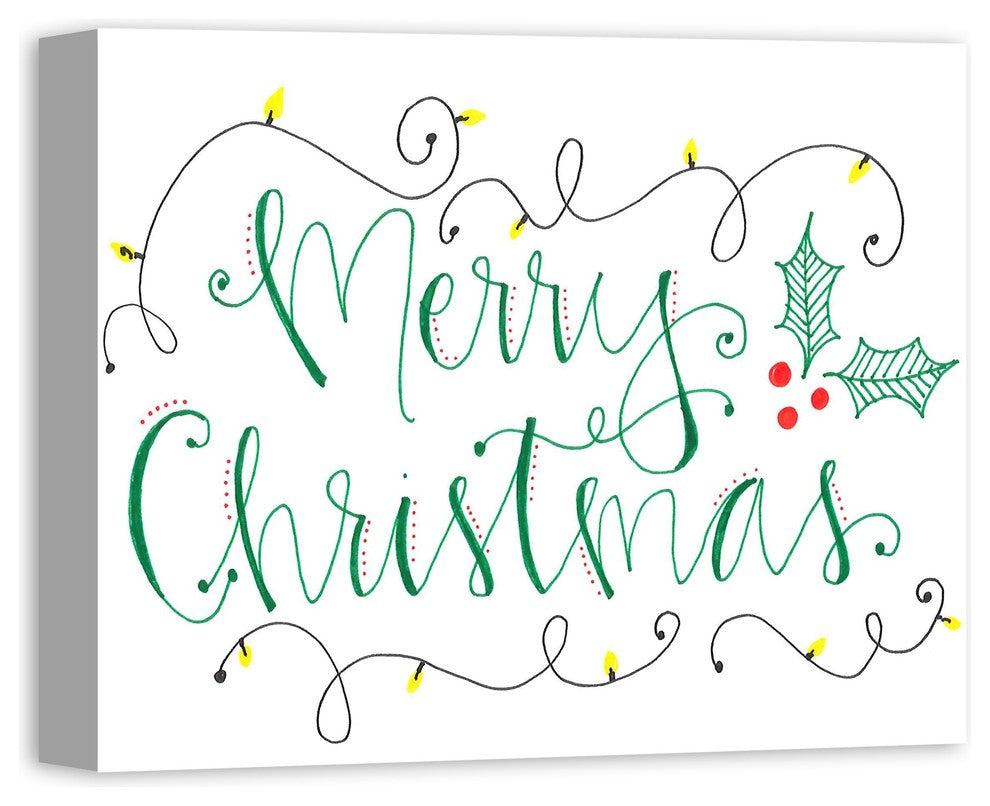 Handwritten "Merry Christmas" Canvas Wall Art, 20"x16"