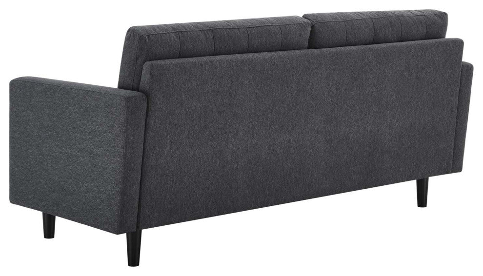 Tufted Sofa, Fabric, Dark Gray, Modern, Living Lounge Hotel Hospitality