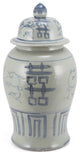 Blue & White Temple Jar Seagrass Double Happiness Motif