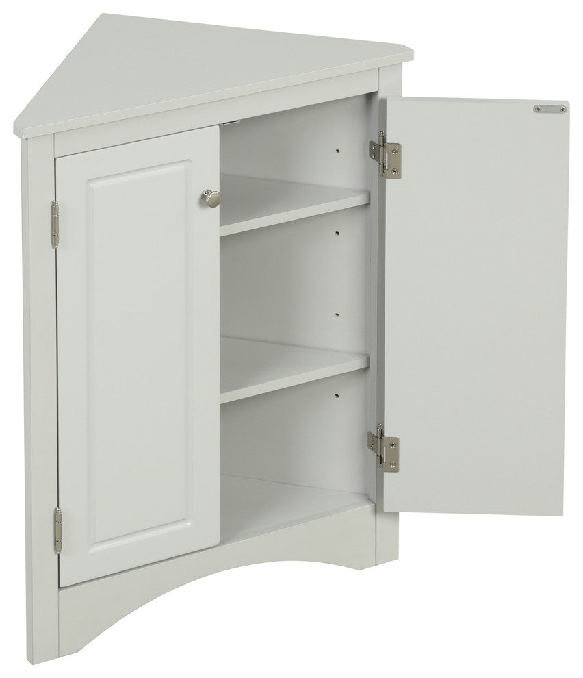 Stylish Triangle Bathroom Storage Cabinet with Adjustable Shelves, Gray