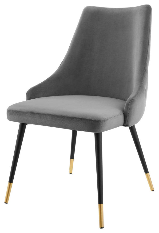Side Dining Chair, Set of 2, Velvet, Gray, Modern, Cafe Bistro Restaurant