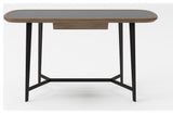 Modrest Girard Modern Walnut and Black Glass Desk