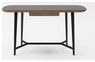 Modrest Girard Modern Walnut and Black Glass Desk