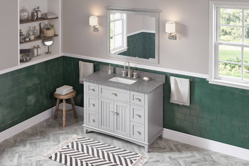 Savino Modern 48" Grey Single Sink Vanity, Boulder Cultured Marble Vanity Top