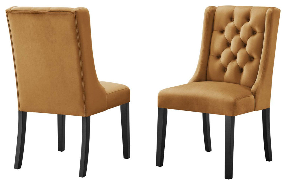 Side Dining Chair, Set of 2, Brown, Velvet, Modern, Cafe Bistro Hospitality