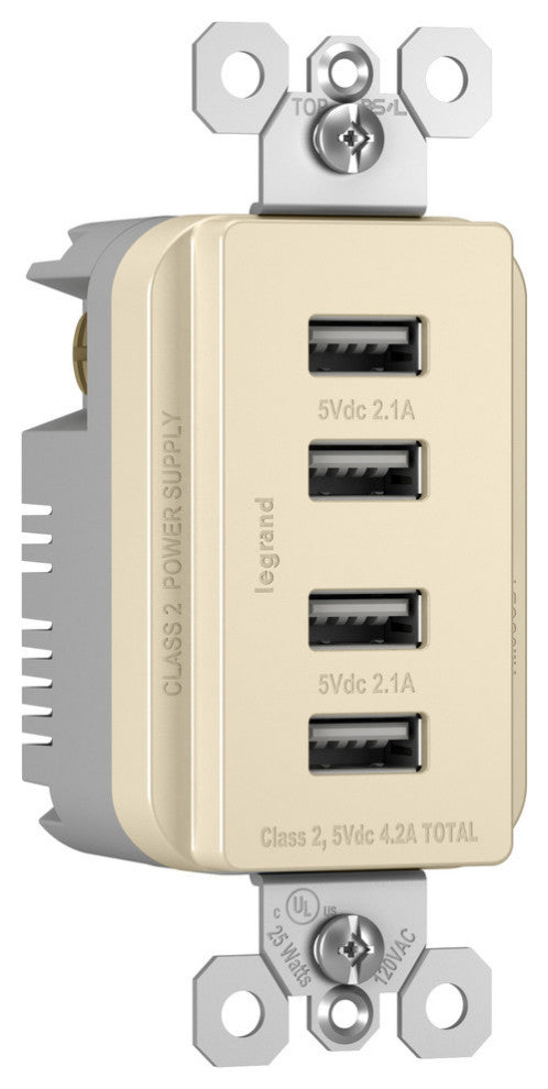 Quad USB Charger, Light Almond