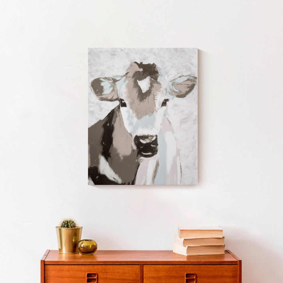Painted Gray Cows 16x20 Canvas Wall Art