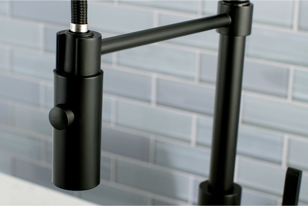 Gourmetier Single-Handle Pre-Rinse Kitchen Faucet, Matte Black