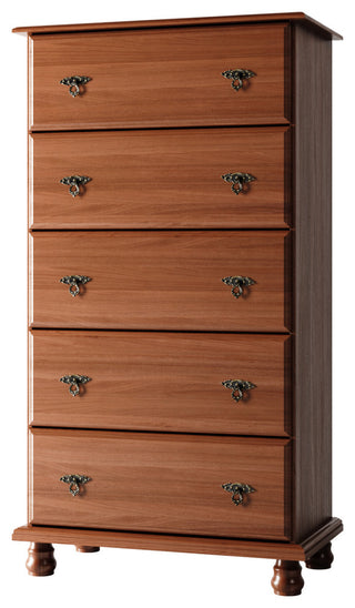 100% Solid Wood Kyle 5-Jumbo Drawer Chest, Mocha