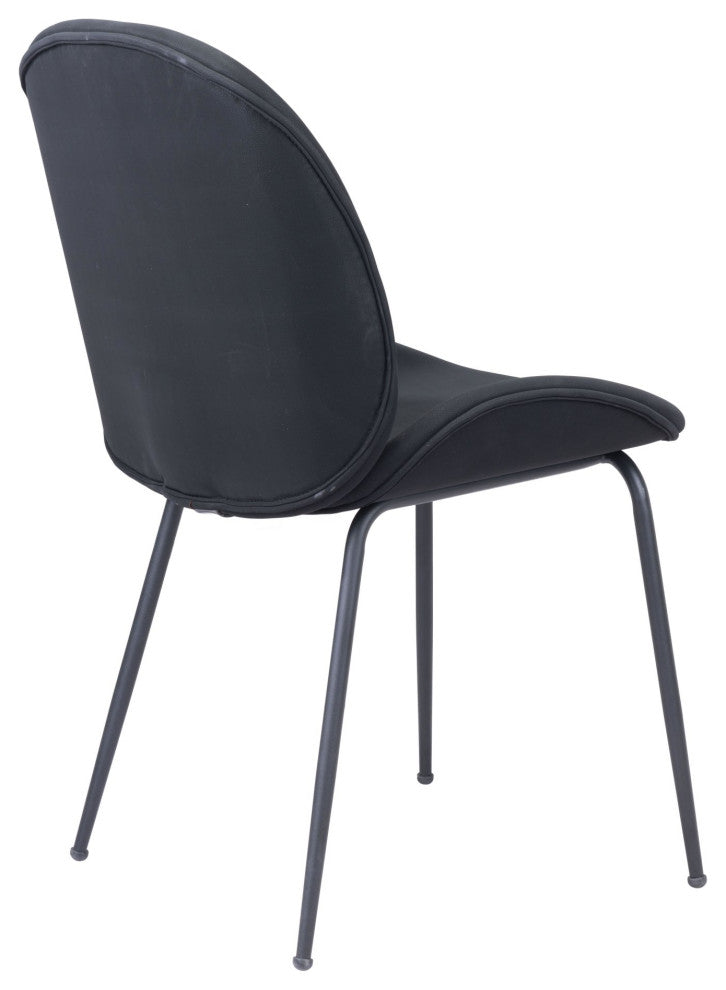 Dining Chair, Set of 2, Steel Metal, Fabric, Black, Black, Kitchen Cafe Bistro