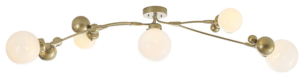 Sprig Semi-Flush, Soft Gold Finish, Opaline