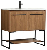 Sue Walnut Brown-Light Bathroom Vanity, Walnut Brown, 36"