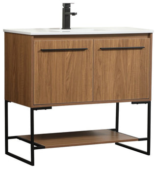 Sue Walnut Brown-Light Bathroom Vanity, Walnut Brown, 36"
