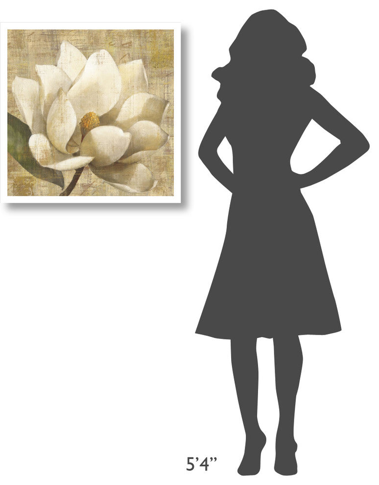 "Magnolia Blossom on Script" Digital Paper Print by Albena Hristova, 26"x26"