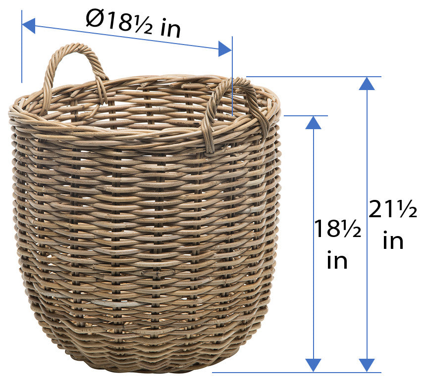 Rattan Kobo Round Storage Basket, Gray-Brown