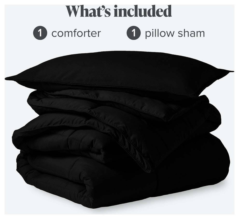 Bare Home Down Alternative Comforter Set, Black, Twin/Twin Xl