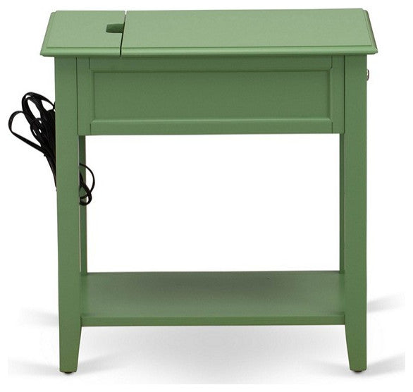 Bedroom Nightstand, 1 Wooden Drawer, Clover Green Finish