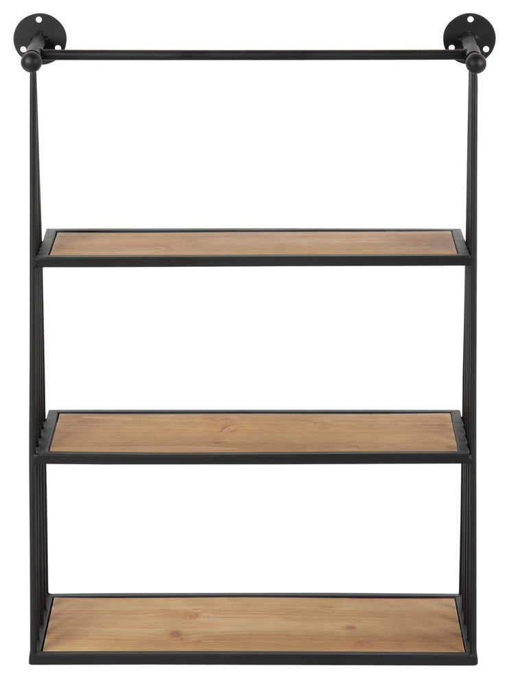 Nevin Wall-Mounted Hanging Shelf, Rustic Brown/Black 23x30