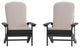 Set of 2 Adirondack Chairs in Slate Gray with Cream Cushions, Porch, and Patio