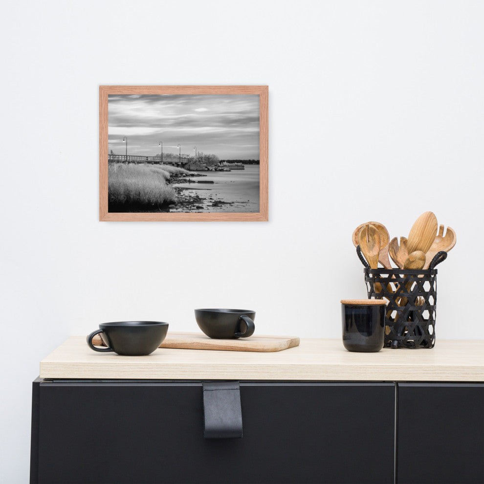 Historic New Castle 2 Coastal Landscape Framed Photo Paper Wall Art Prints, Red Oak, 11" X 14"