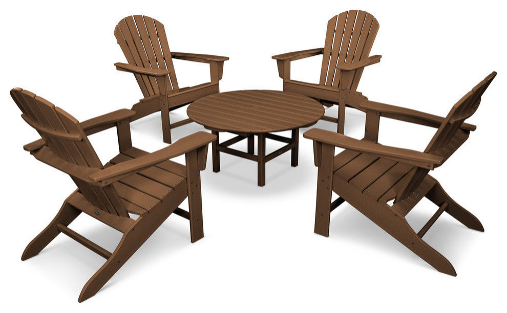 Polywood South Beach 5-Piece Conversation Group, Teak
