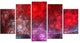 Red Purple Symphony of Gems, Contemporary Canvas Art Print, 60"x32", 5 Panels
