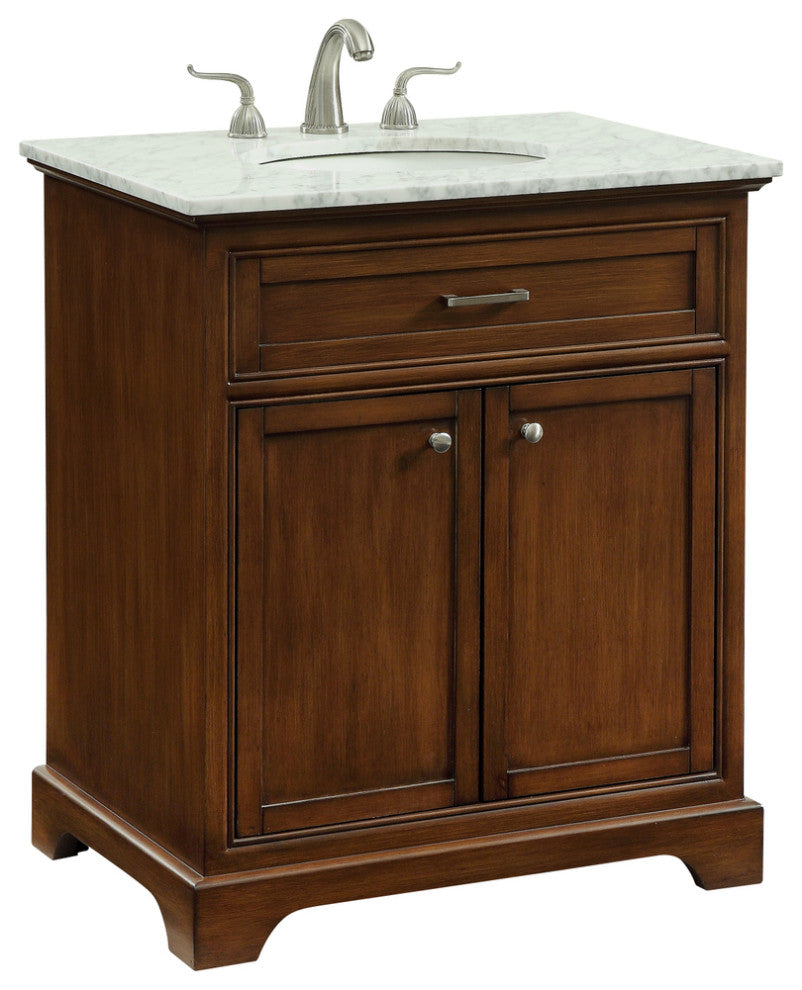 Amber Single Bathroom Vanity, Blue, Teak, 30"