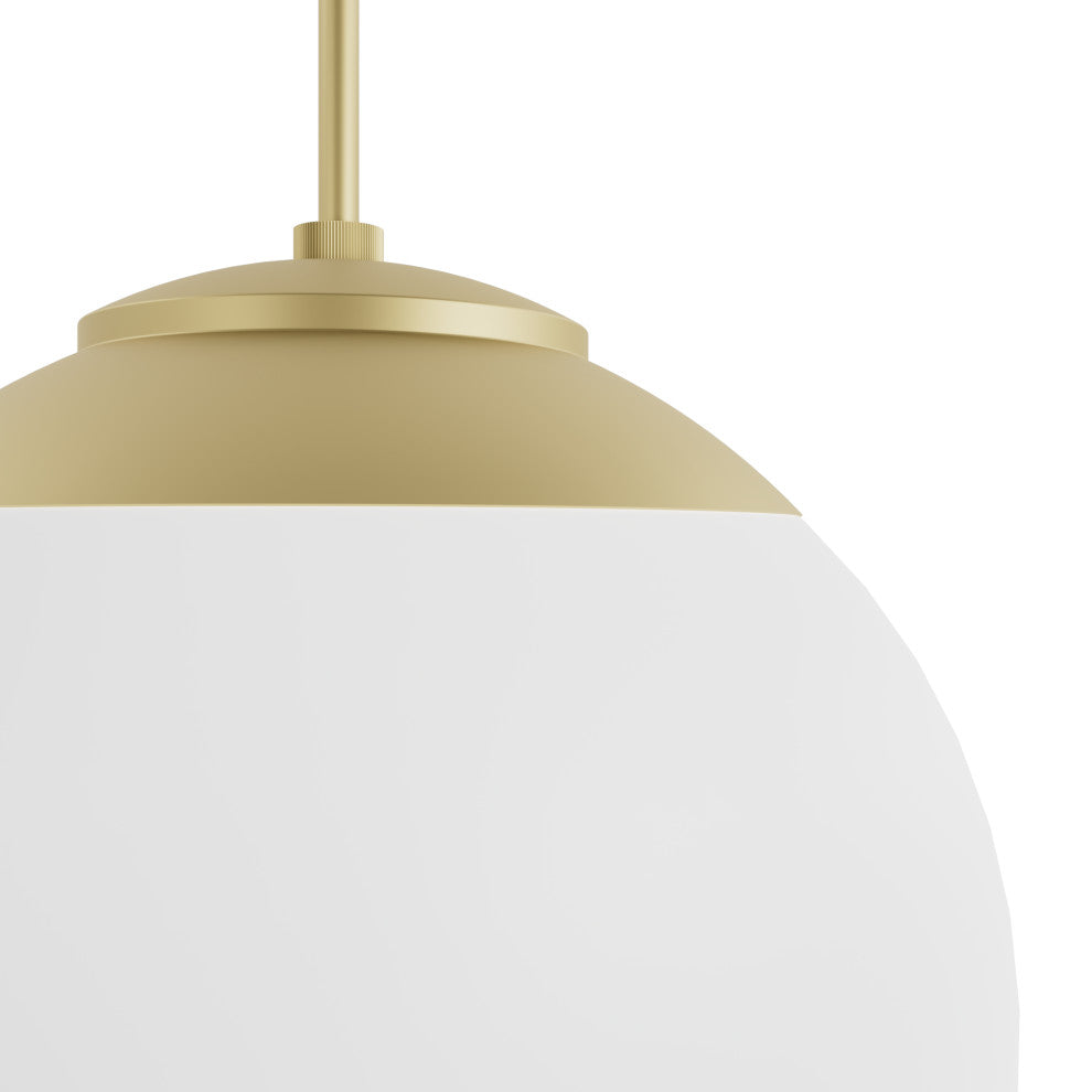 Hepburn Painted Modern Brass With Cased White Glass 3 Light Pendant Ceiling