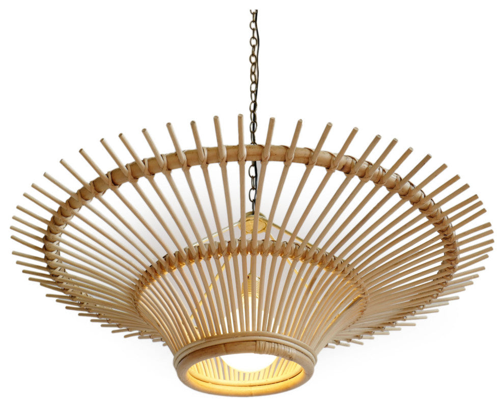 Rattan Sun Ray Pendant Small