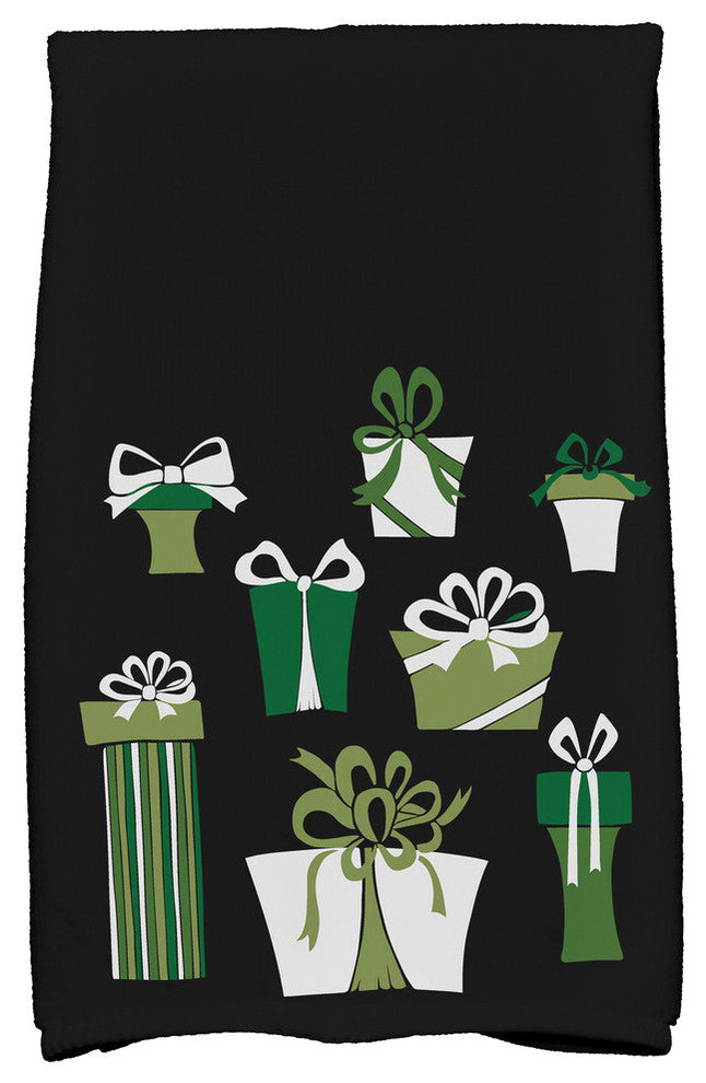 Present Time, Geometric Print Kitchen Towel, Black, 18 x 30"