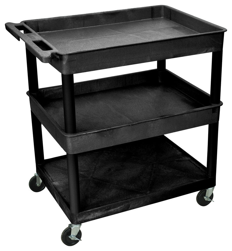 Luxor 3-Shelf Large Black Tub Cart