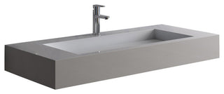 ADM Large Rectangular Wall Mounted Sink, White, 39", Glossy White