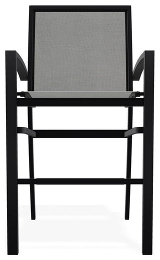Kendall Sling Bar Height Stackable Outdoor Stool, Alloy/Black