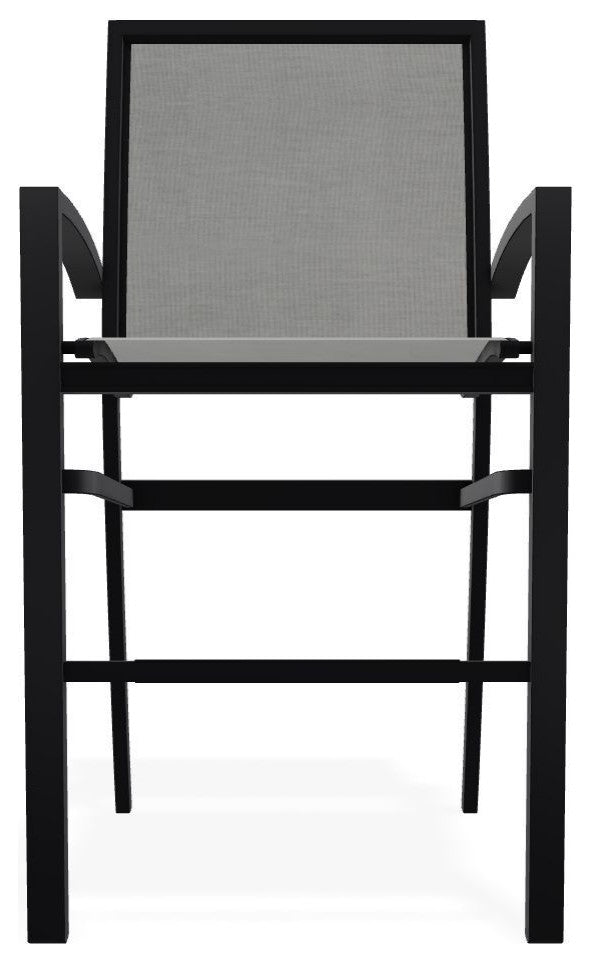 Kendall Sling Bar Height Stackable Outdoor Stool, Alloy/Black