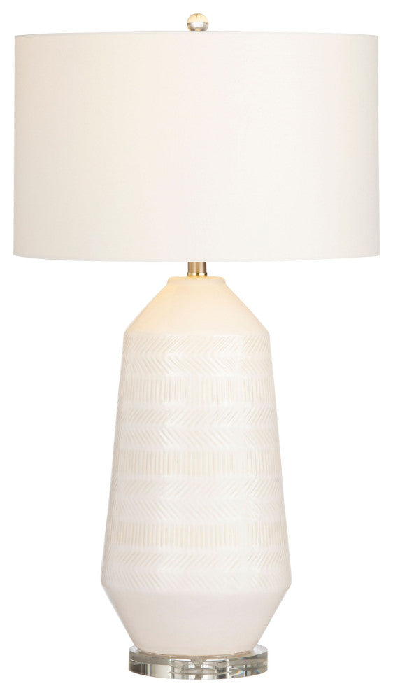 Sherie 3-Way Ceramic Table Lamp, White