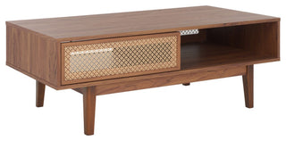 Safavieh Ceu 2 Door Coffee Table, Walnut/Gold