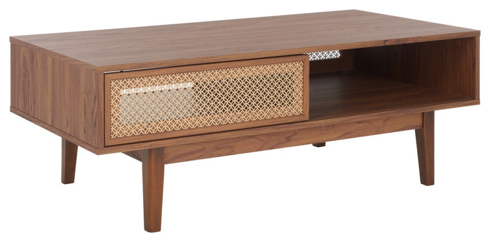 Safavieh Ceu 2 Door Coffee Table, Walnut/Gold