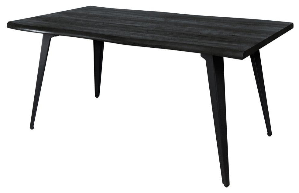 LeisureMod RTM63BL Ravenna Rectangular Wood 63" Ebony Metal Legs Dining Table