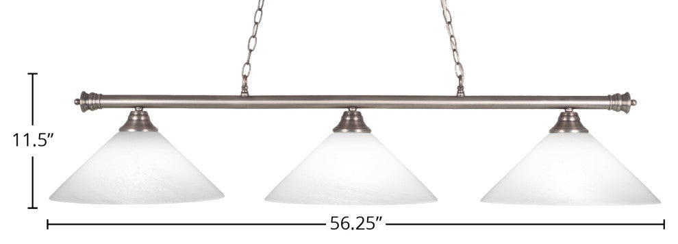 Oxford 3-Light Bar, Brushed Nickel/White Marble