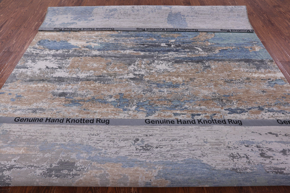 7' 11" X 10' 1" Wool & Silk Modern Handmade Rug - Q15532