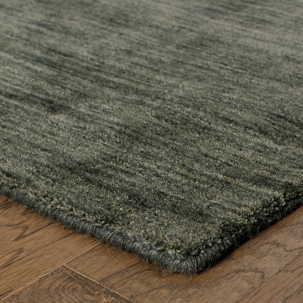 Arista Solid Charcoal Hand-Crafted Area Rug , 10'x13'
