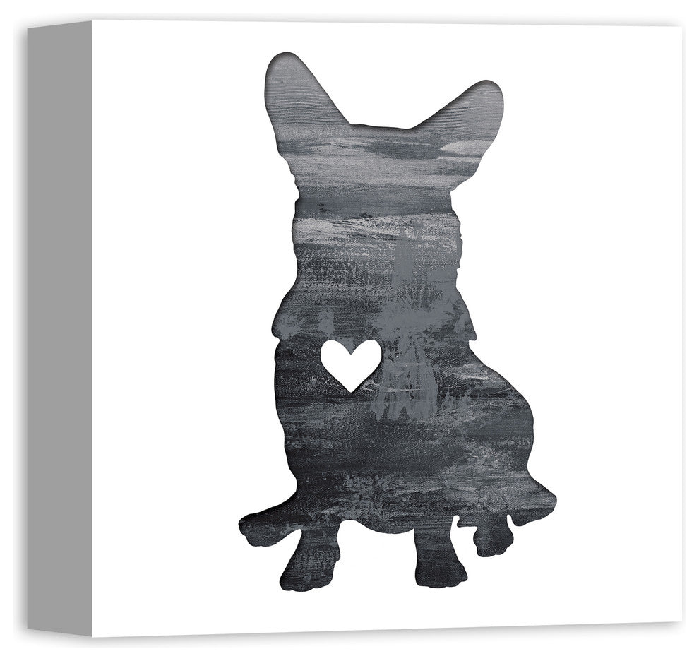 Designs Direct Creative Group Ink Silhouette Corgi 12x12 Canvas Wall Art