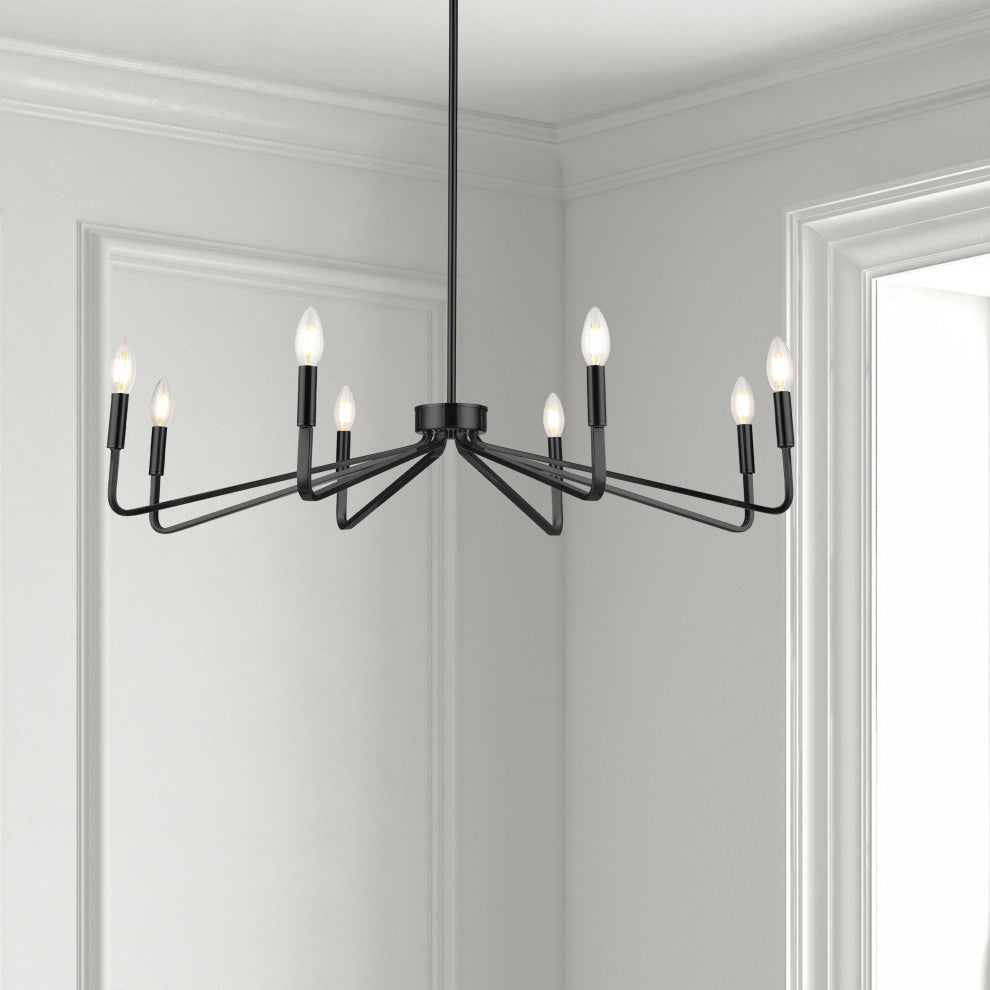 8-Light Matte Black Contemporary Chandelier