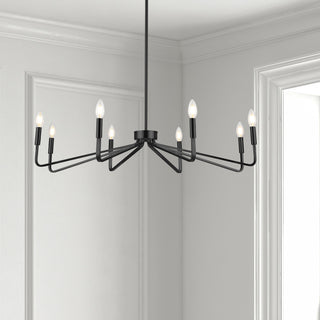 8-Light Matte Black Contemporary Chandelier