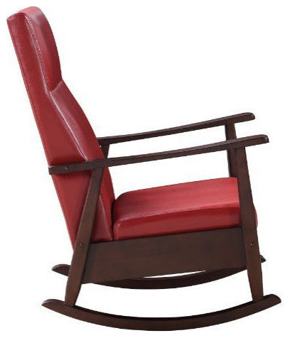 Raina Rocking Chair Red Pu  Espresso