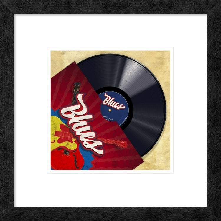 "Vinyl Club, Blues" Framed Digital Print by Steven Hill, 18"x18"